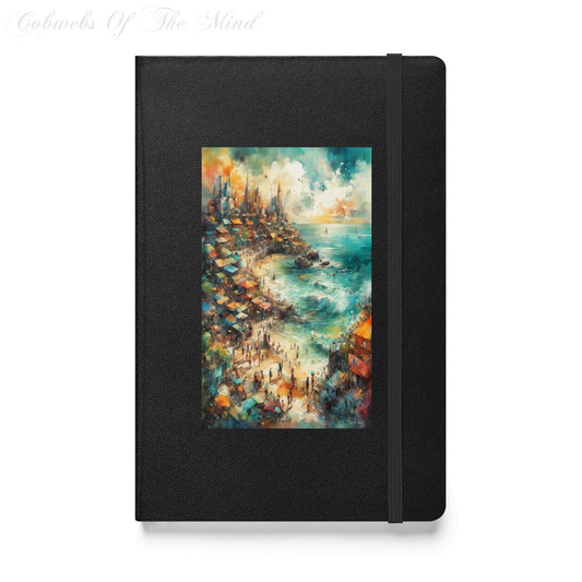 The Coastal Market Canvas - Elegant Hardcover Journal Notebook digital art Journals landscape Journals Black