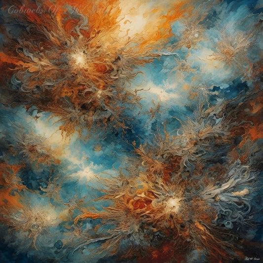 The Explosion Of Creation-CH beauty chaos color cosmos planets roman universe vibrant Giclée