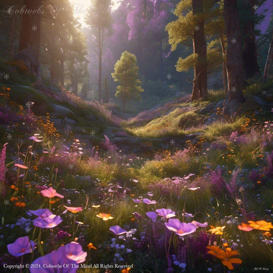The Forest in Lavender And Orange beauty color flowers forest sunshine trees vibrant Digital Art