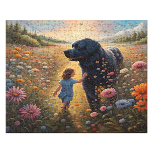 The Gentle Newfie Watching Over The Child - 520 pcs. Jigsaw puzzle - US Only! Cobwebs Of The Mind jigsaw Printful DA puzzles Puzzles Default Title