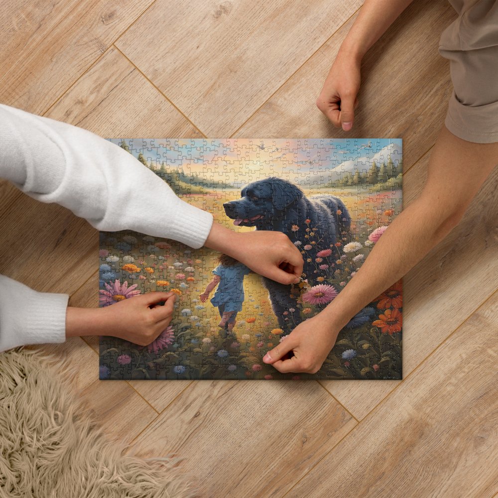 The Gentle Newfie Watching Over The Child - 520 pcs. Jigsaw puzzle - US Only! Puzzles