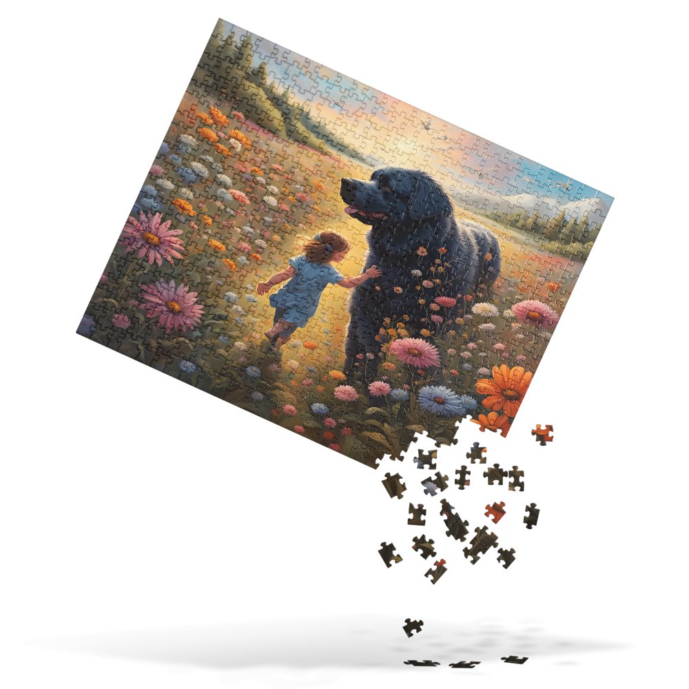 The Gentle Newfie Watching Over The Child - 520 pcs. Jigsaw puzzle - US Only! Puzzles