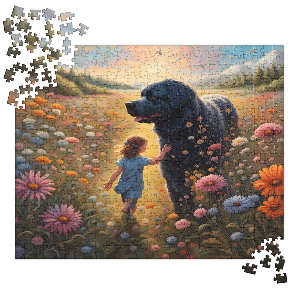 The Gentle Newfie Watching Over The Child - 520 pcs. Jigsaw puzzle - US Only! Puzzles