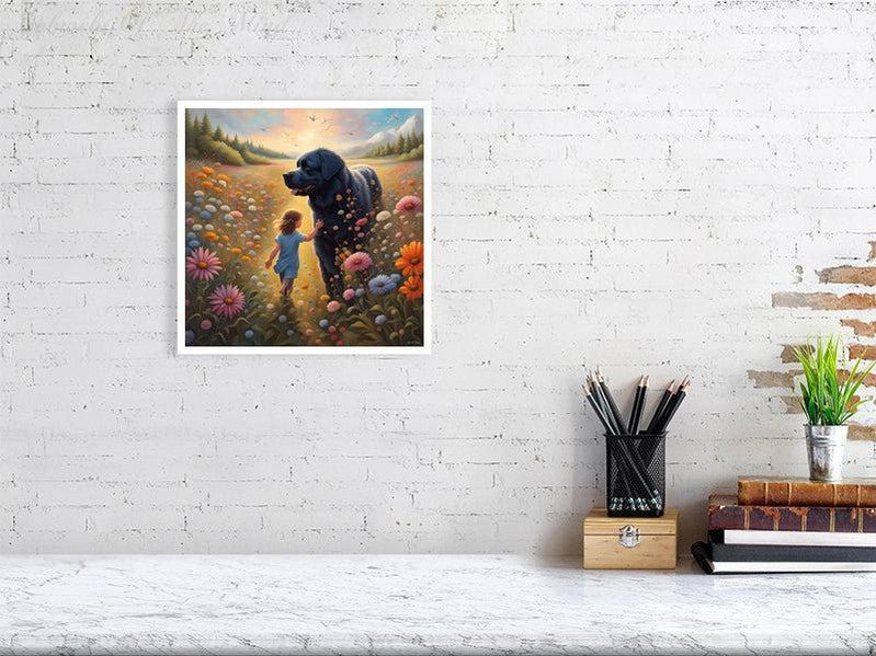 The Gentle Newfie Watching Over The Child-CH Giclée