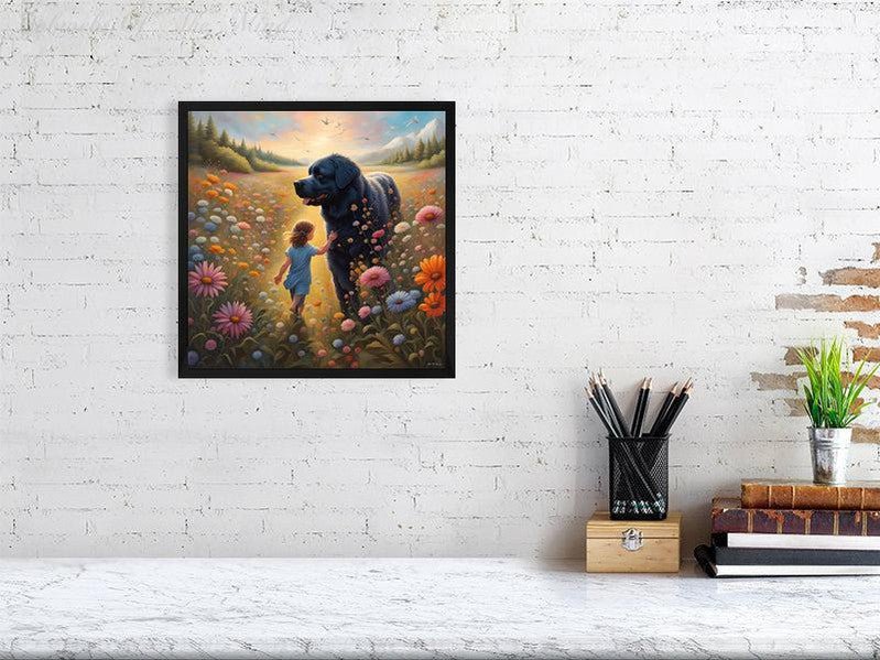 The Gentle Newfie Watching Over The Child-CH Giclée