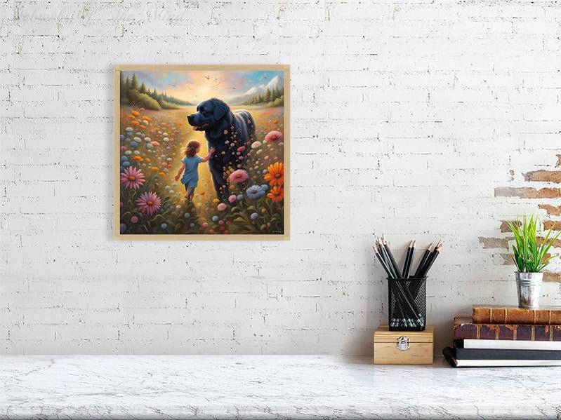 The Gentle Newfie Watching Over The Child-CH Giclée