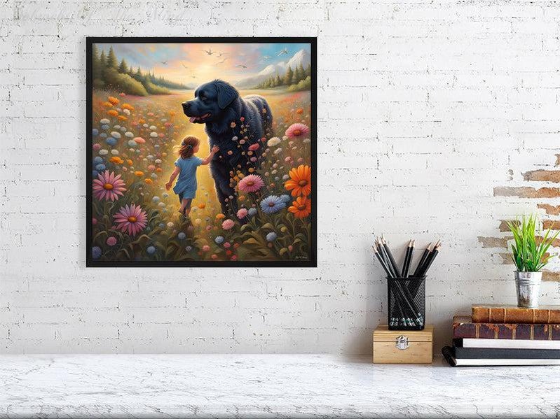 The Gentle Newfie Watching Over The Child-CH Giclée