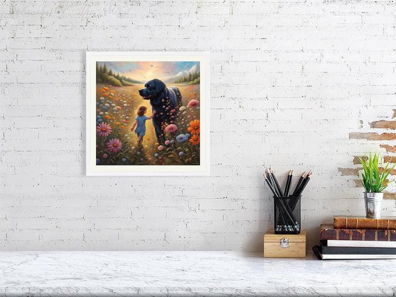 The Gentle Newfie Watching Over The Child-CH Giclée