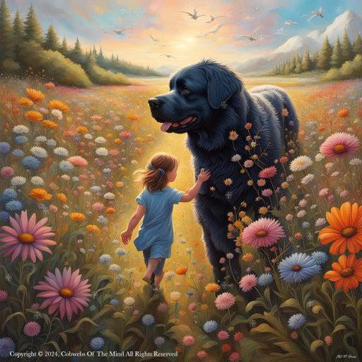The Gentle Newfie Watching Over The Child #nature beauty innocence vibrant Digital Art