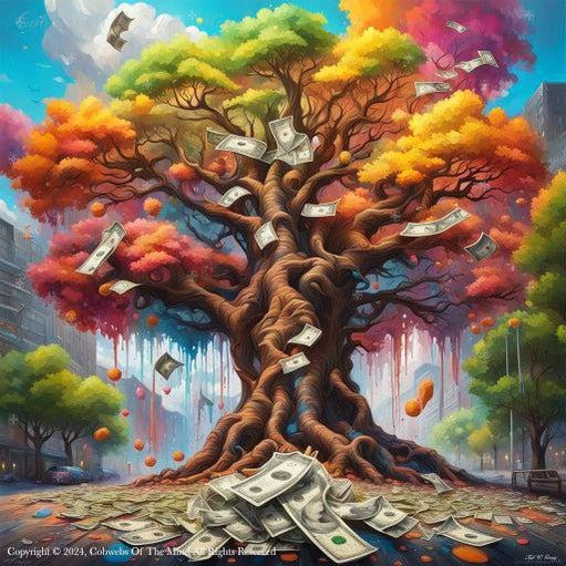 The Giving Tree In The Middle Of The City - Digital Art city color nature trees vibrant Digital Art