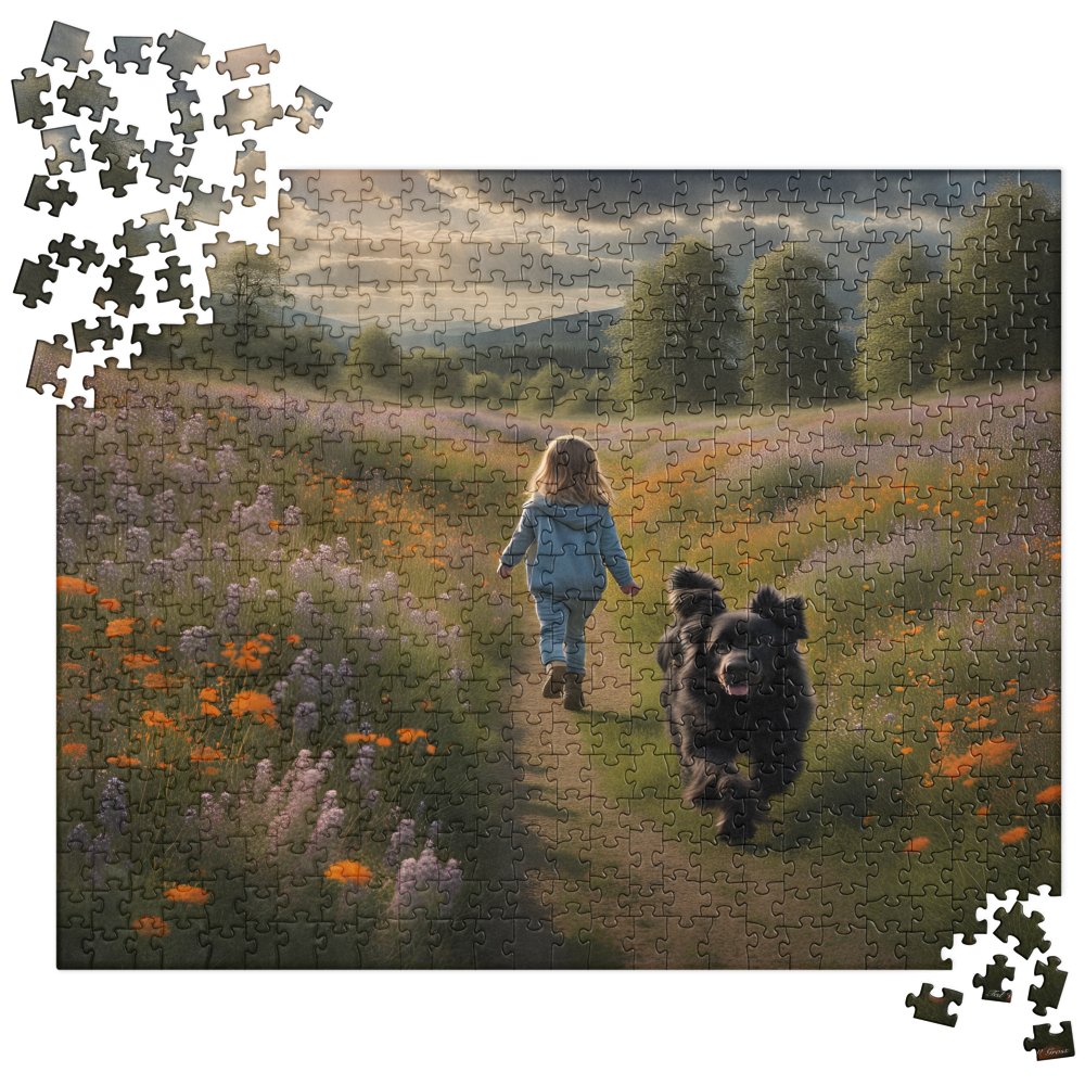 The Newfie Puppy Is Off To Chase Birds - 520 pcs. Jigsaw puzzle - US Only! Puzzles