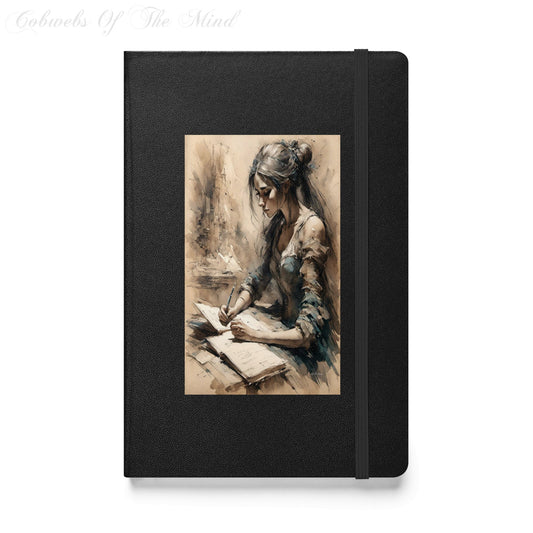 The Quiet Composer - Elegant Hardcover Journal Notebook Cobwebs Of The Mind digital art Journals writing Journals Black