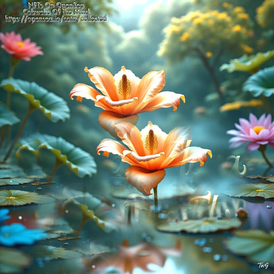 Twin Lotus Dance - OpenSea NFT DreamFlora Genesis Legendary 1 - Drop - Cobwebs Of The Mind