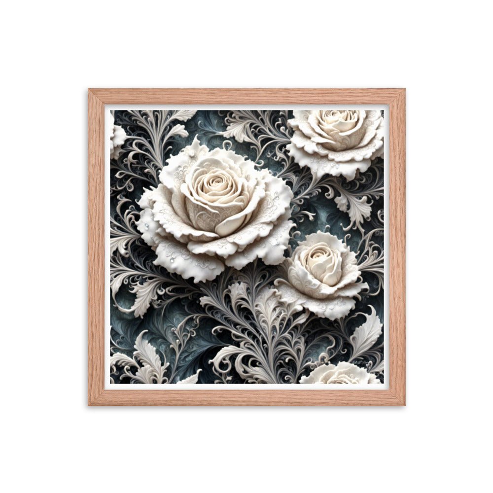 White Rose Lace - Framed Matte Poster Home & Garden > Decor > Artwork > Posters, Prints, & Visual Artwork