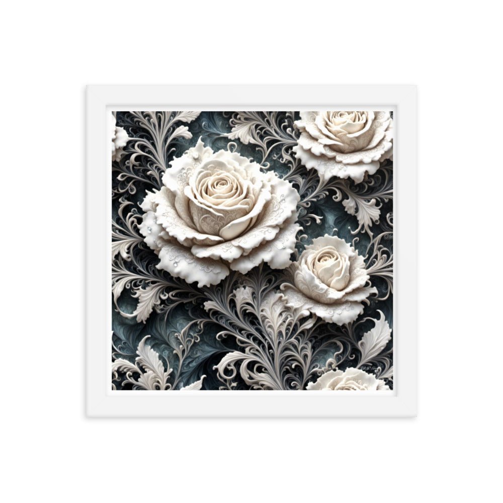 White Rose Lace - Framed Matte Poster Home & Garden > Decor > Artwork > Posters, Prints, & Visual Artwork