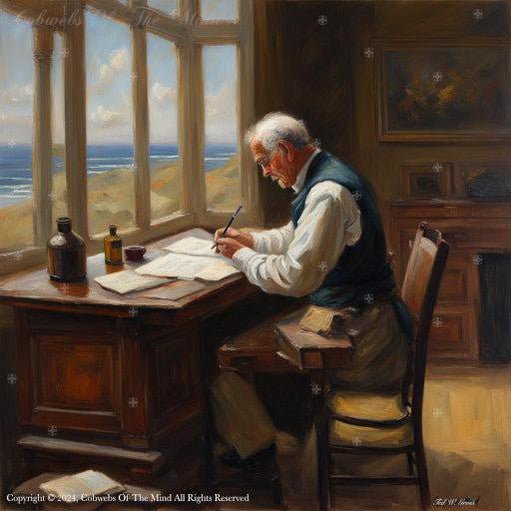 Writing His Final Will And Testament antique death and dying elderly man Painting time writing Digital Art